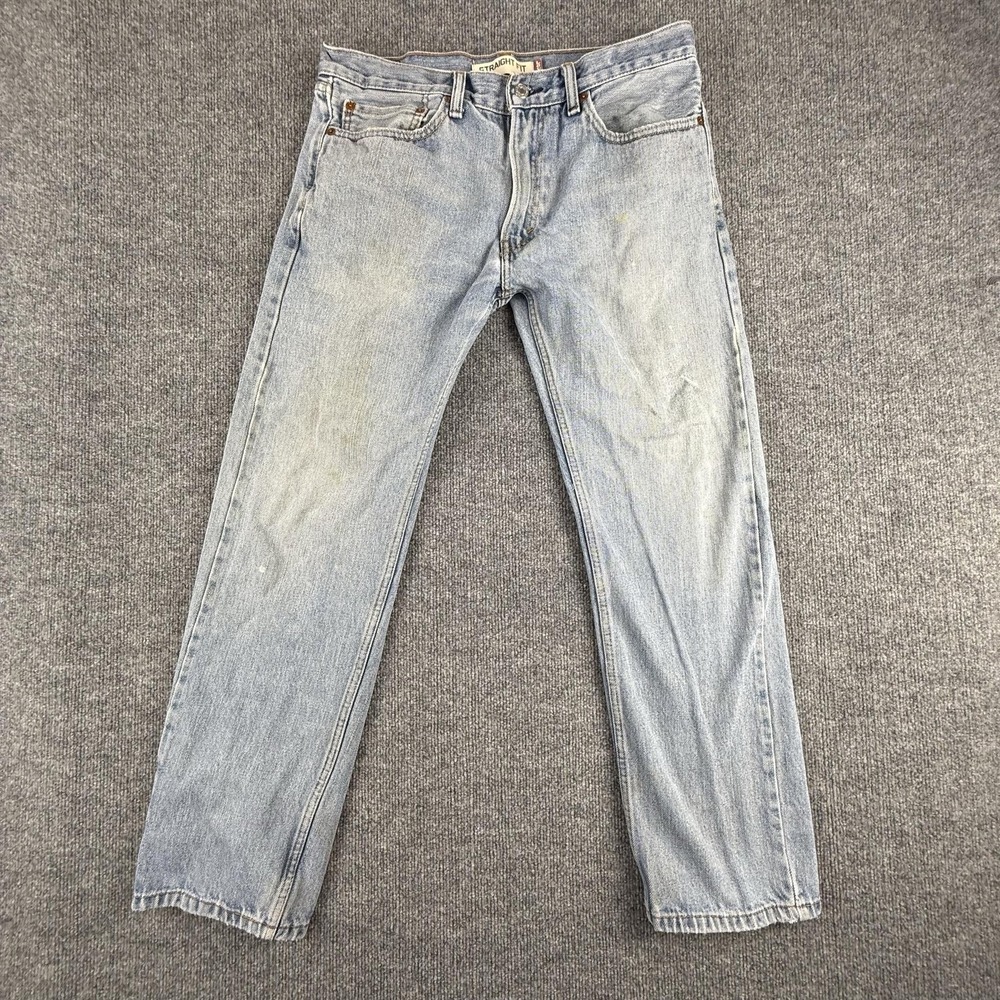 Levis 505 Jeans Mens 34x30 Light Wash Blue Regular Fit Straight Leg Denim Pants